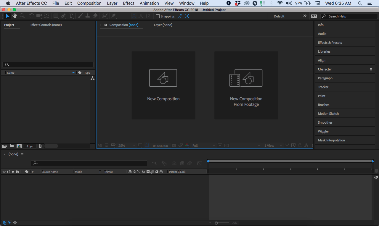 7 aftereffects interface