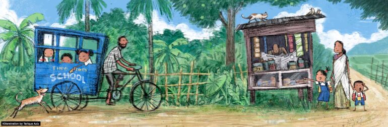 Kids going to school